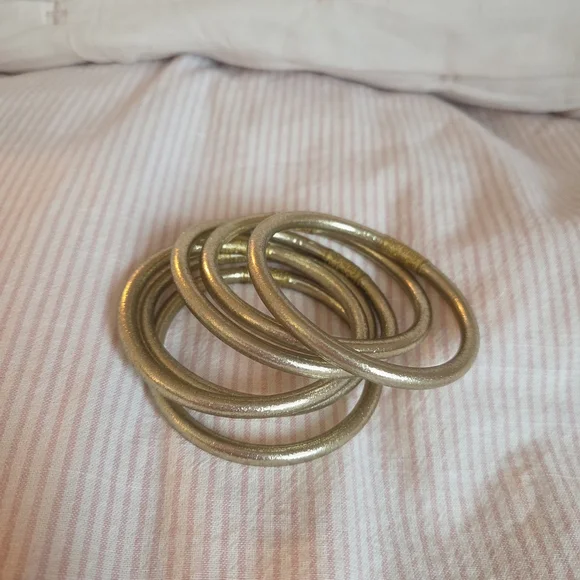 BUDHAGIRL Etoile All Weather Bangles® (Set of 6) - Serenity Prayer Sz Medium - Picture 2 of 5